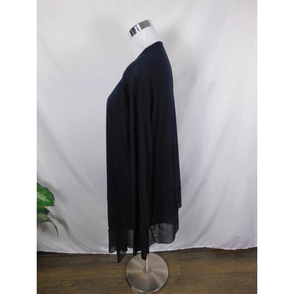 a.n.a A New Approach Cardigan Womens 2X Black Open Front Waterfall Sheer Hem - Picture 4 of 9
